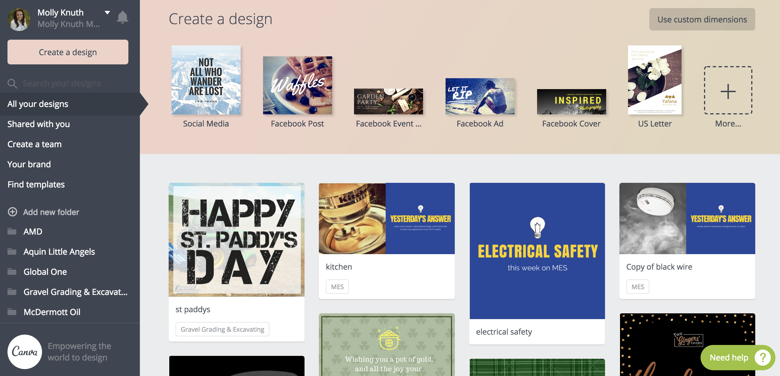 Molly Knuth Media's Canva designs