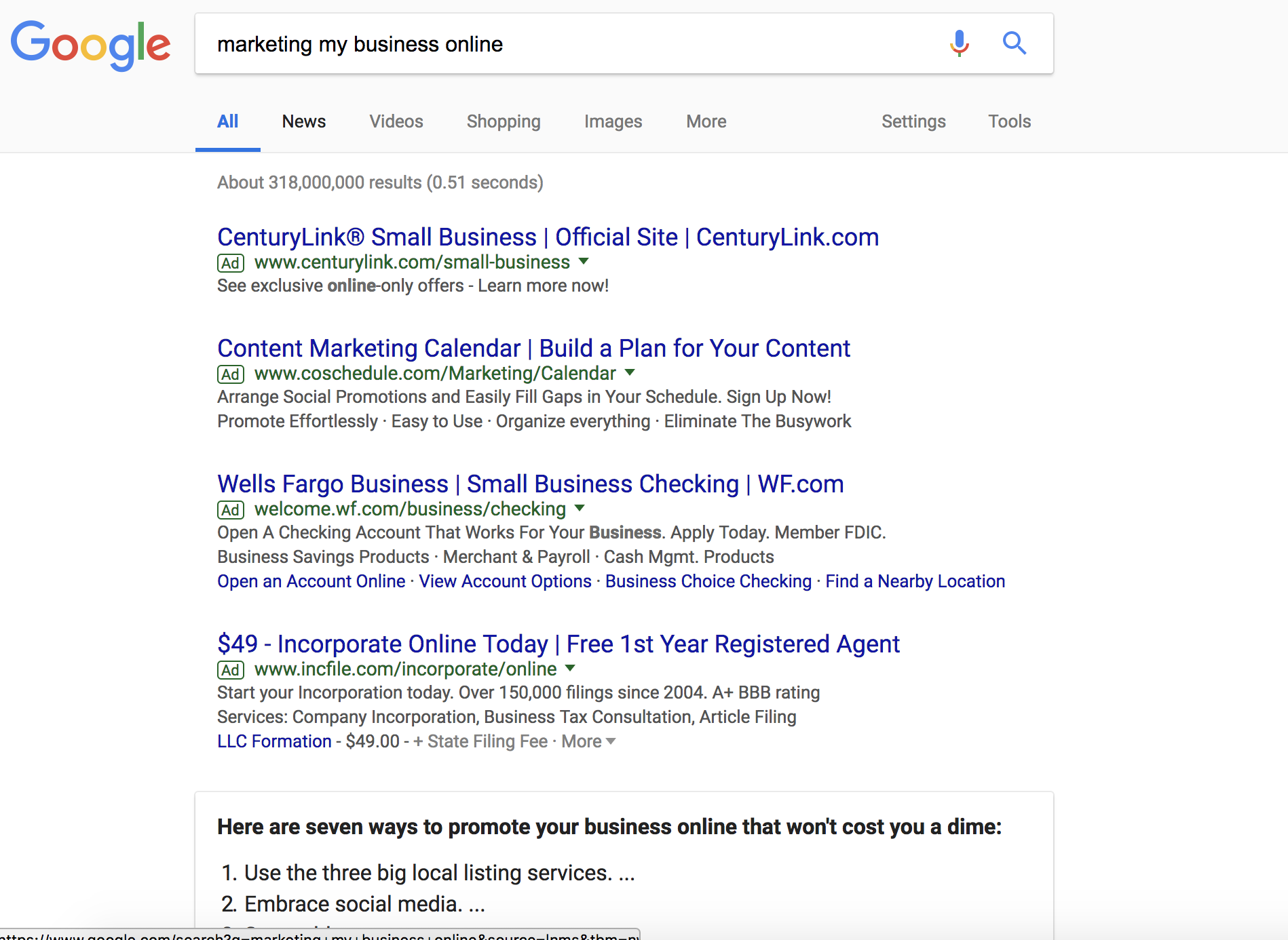 "Marketing My Business Online" Google Results