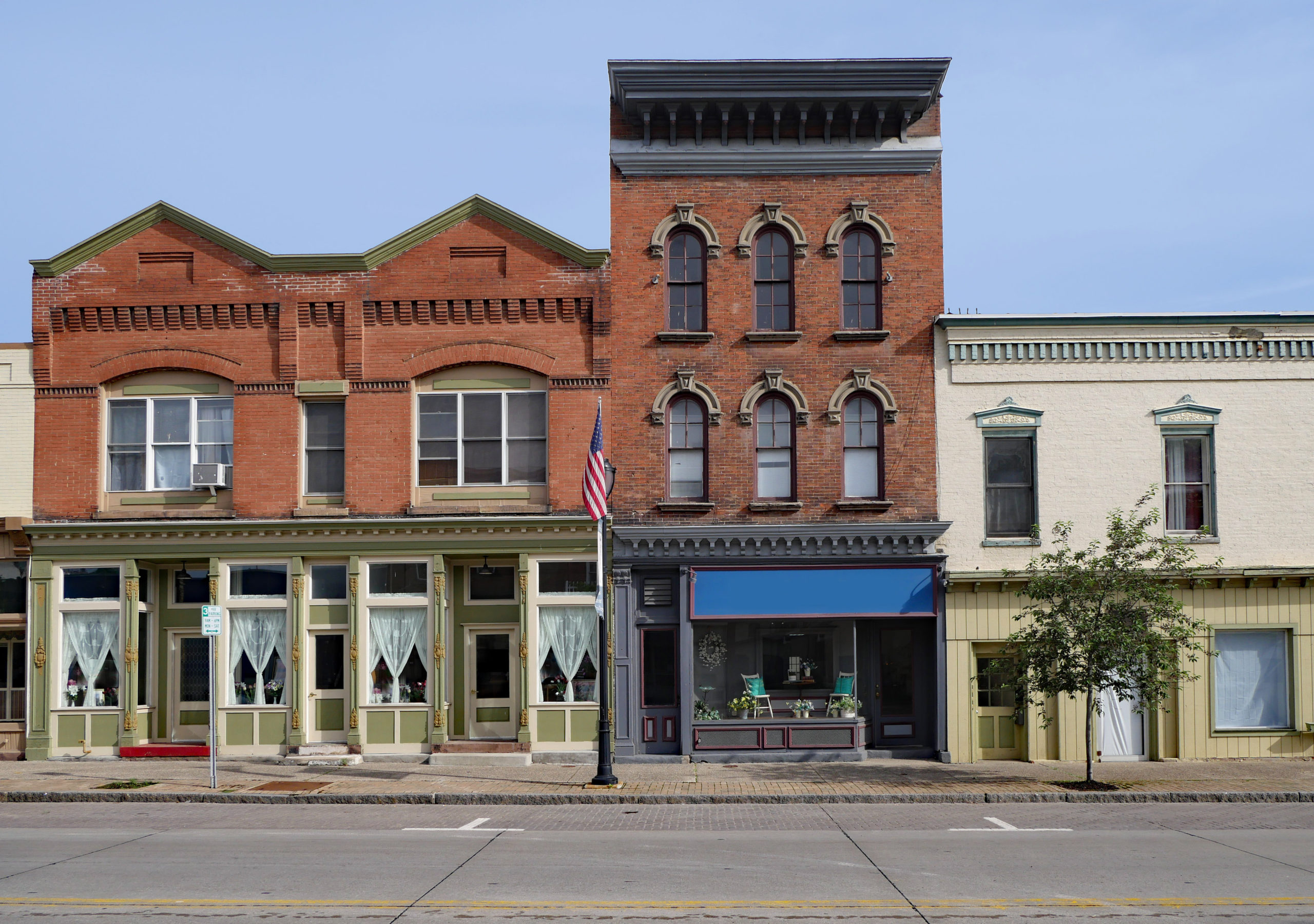 American small town old fashioned main street storefronts