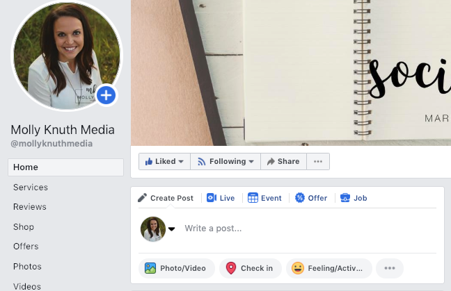 screen grab of Facebook post options