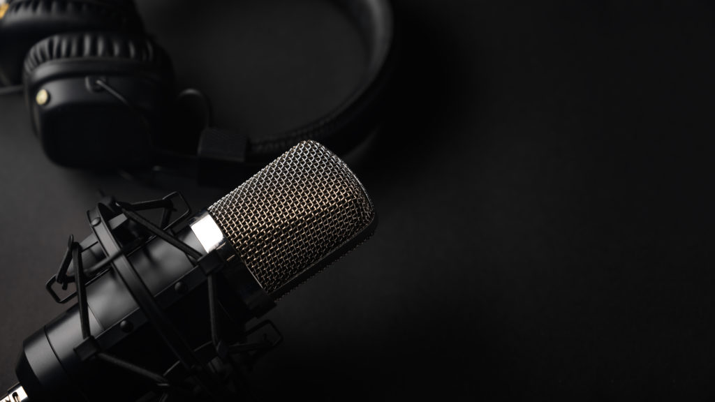 podcast mic and headphones
